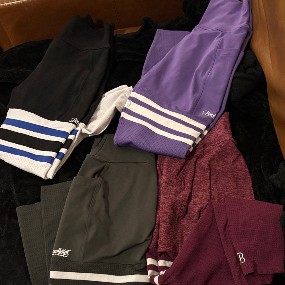 Bombshell thigh high leggings bundle all have pockets-Grey, Maroon, purple,blk